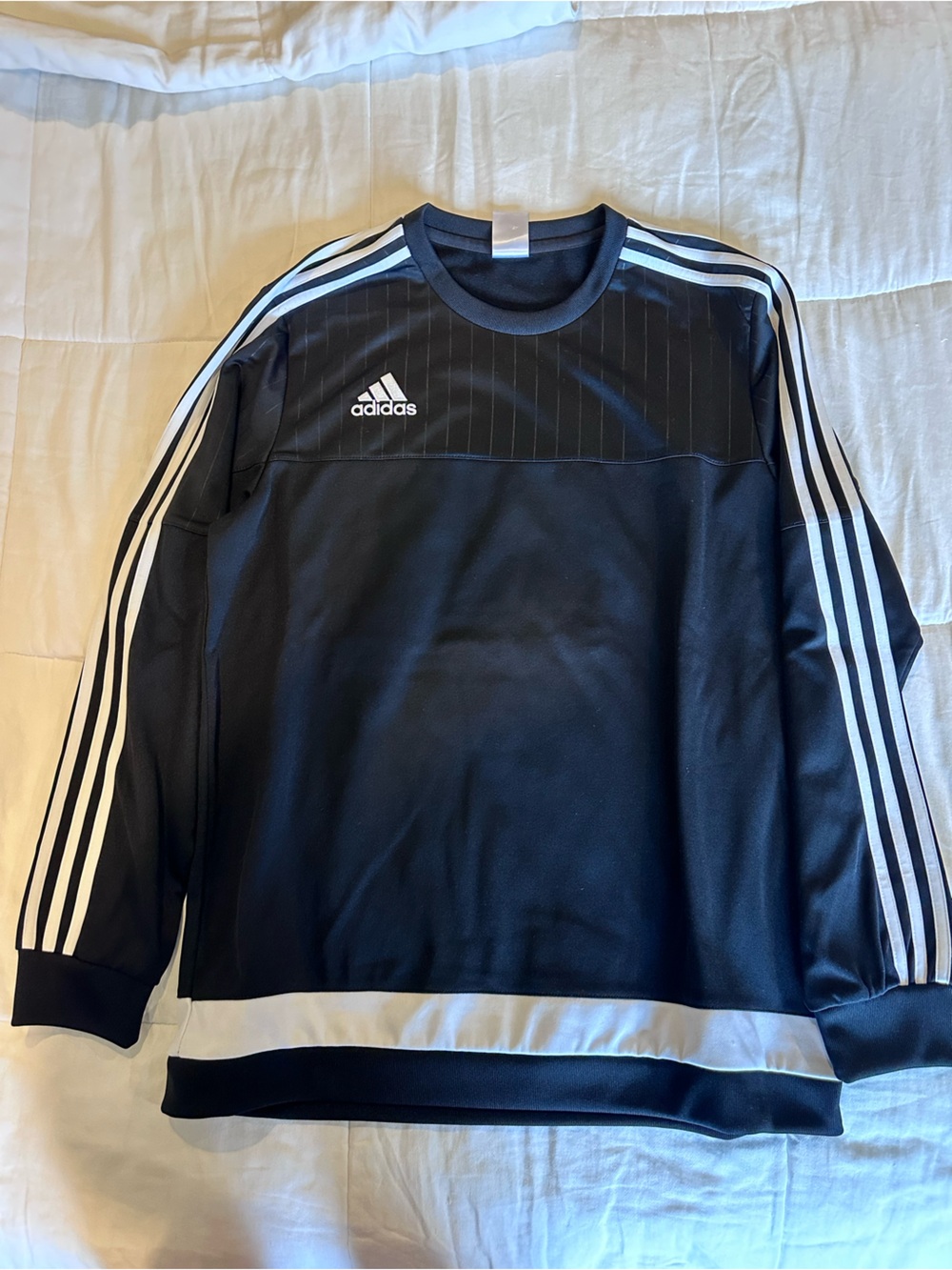 adidas Black Crewneck Sweatshirt with White Three-Stripe Detail